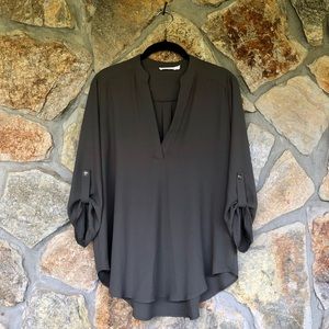 Lush Roll Tab Sleeve Blouse - Olive